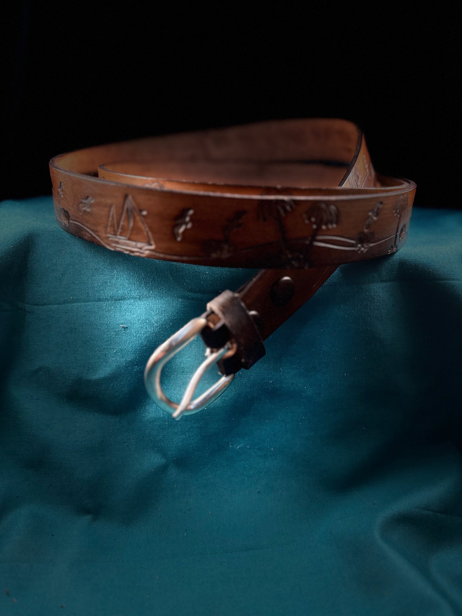 Saint Simons Beach print Genuine leather belt