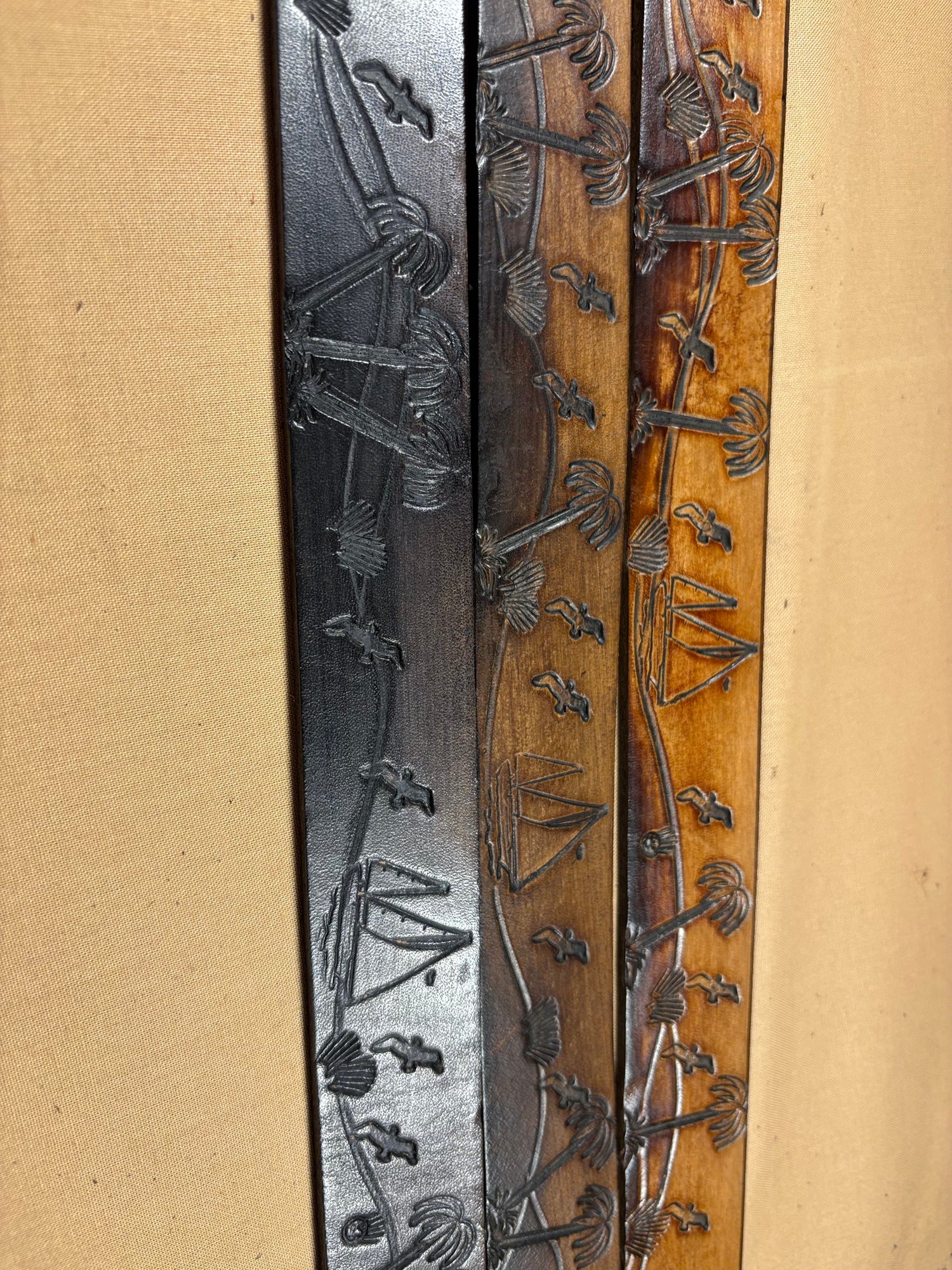 Saint Simons Beach print Genuine leather belt