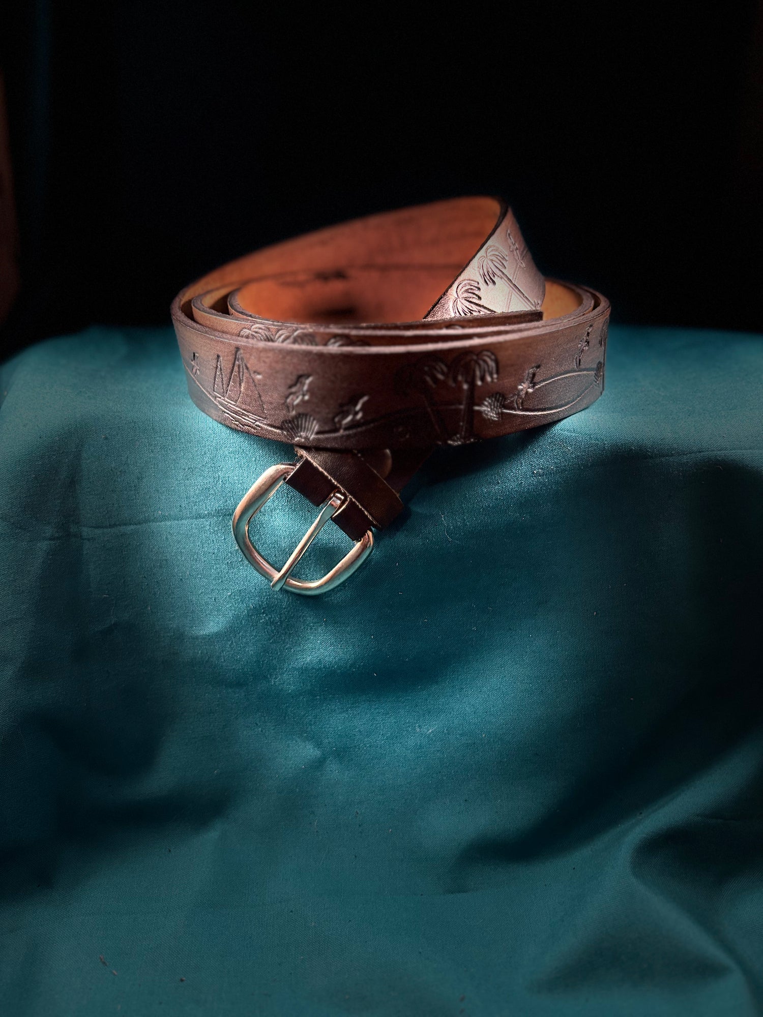 Saint Simons Beach print Genuine leather belt