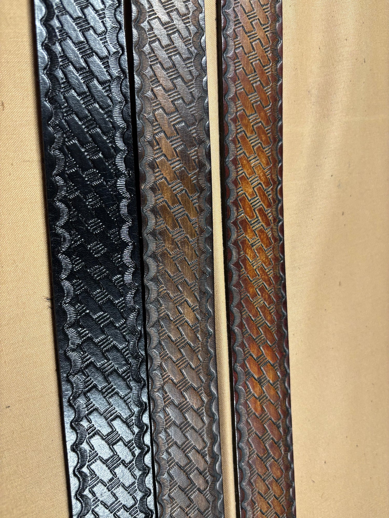 Weave print Genuine leather belt