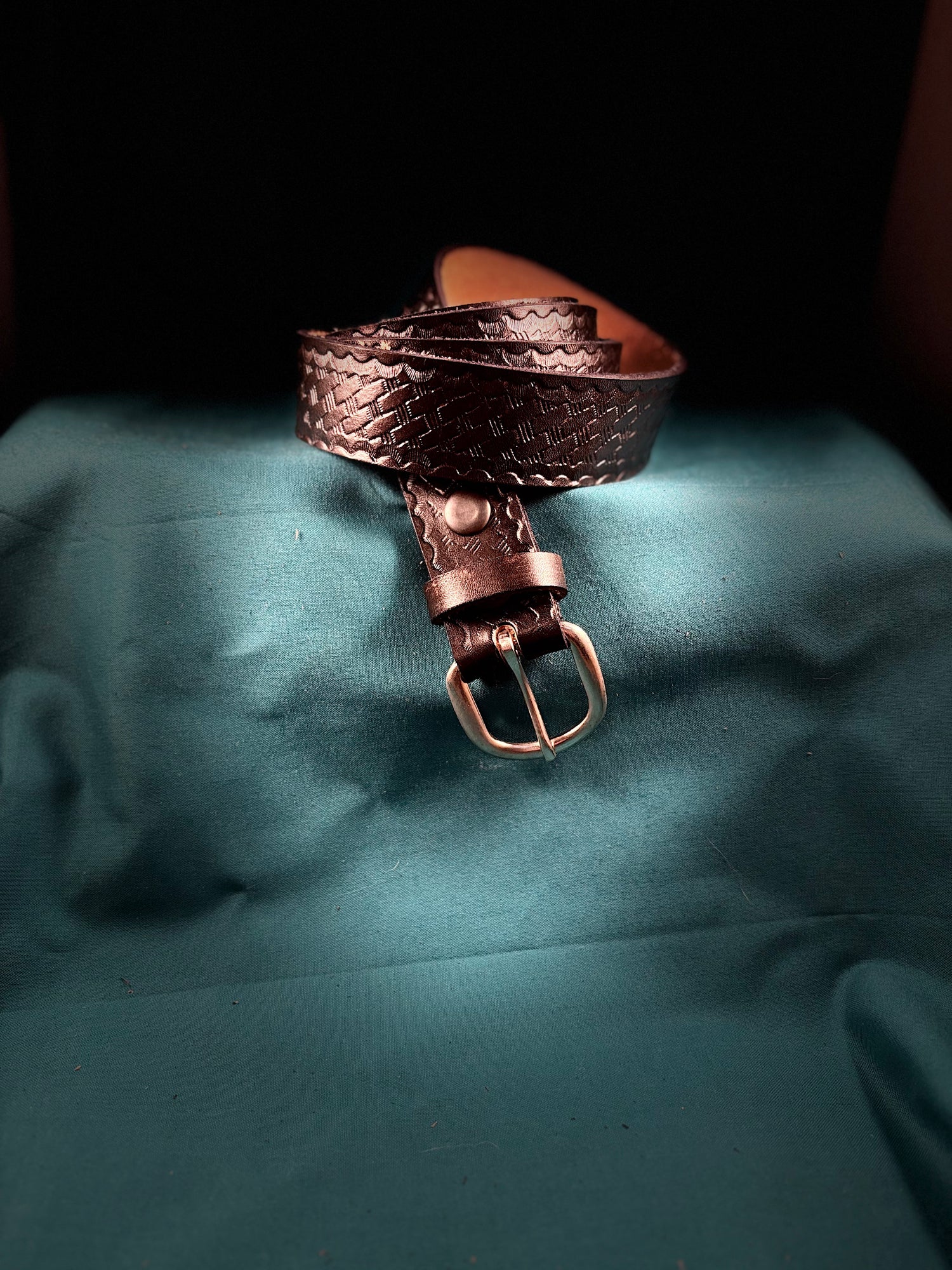 Weave print Genuine leather belt