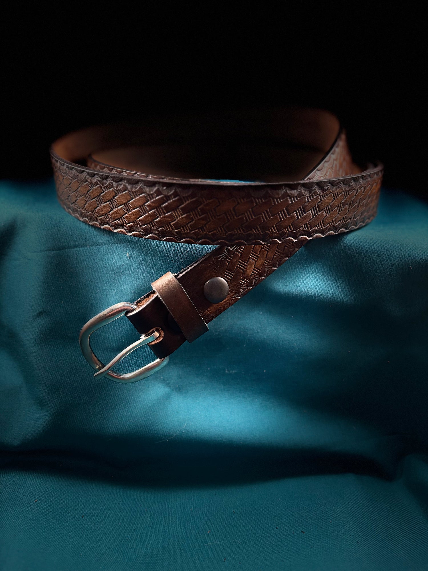 Weave print Genuine leather belt