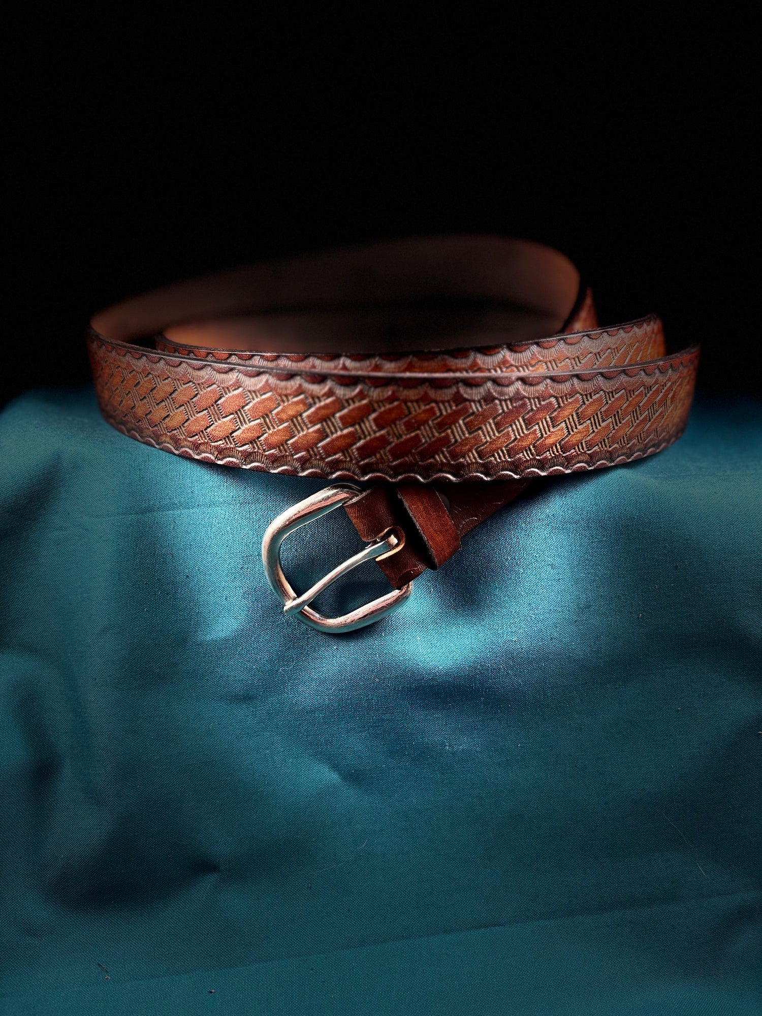 Weave print Genuine leather belt